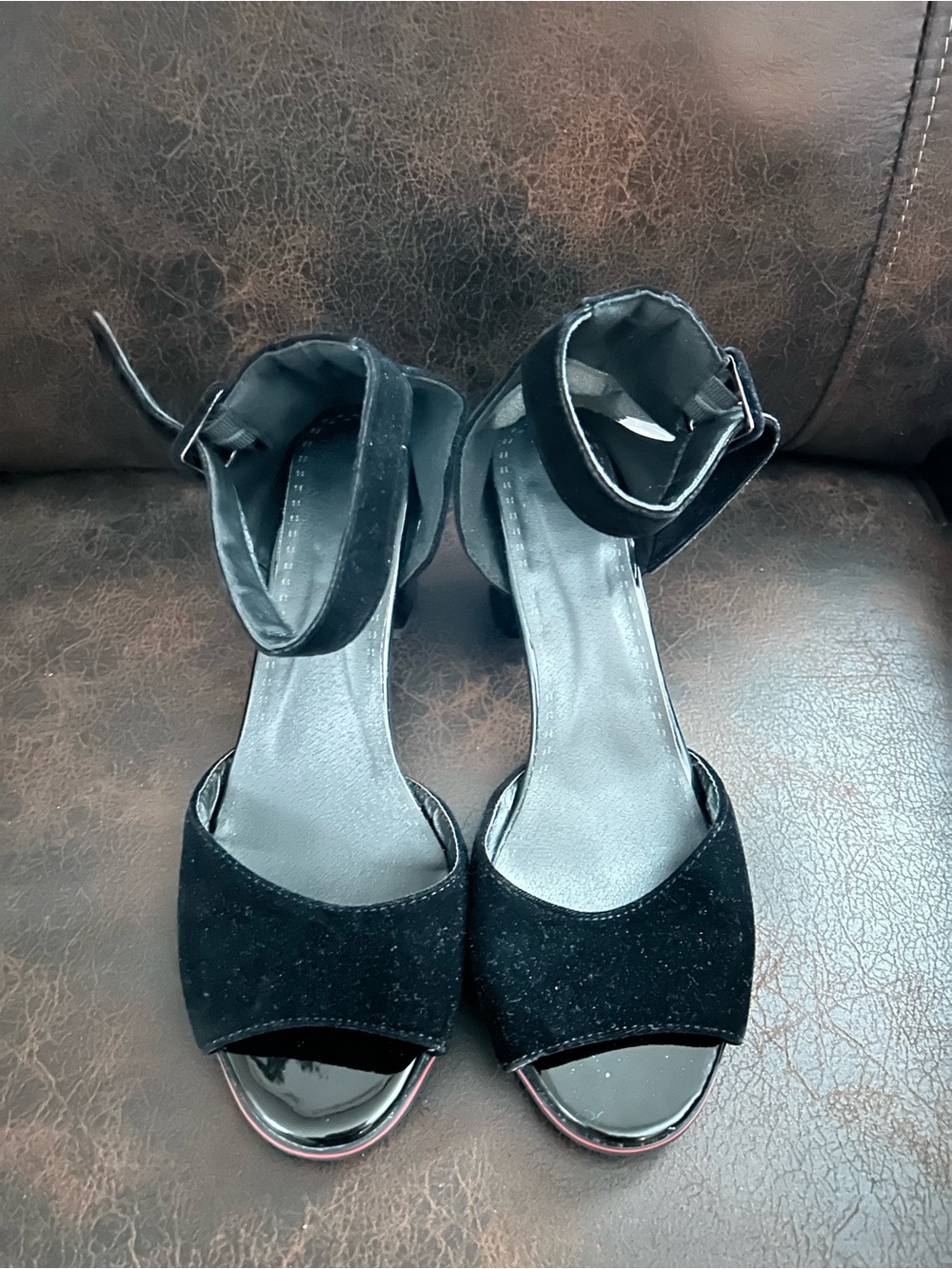 SHEIN Black Open-Toe Ankle-Strap Women's Heels